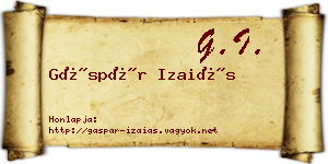Gáspár Izaiás névjegykártya