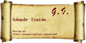 Gáspár Izaiás névjegykártya